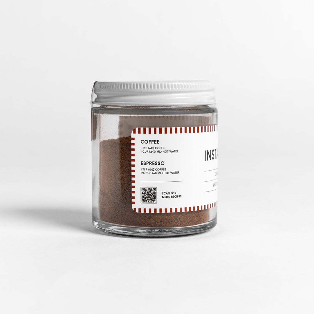 FLUR Instant Coffee back label with brewing ratios